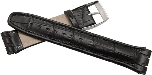 Miniatura 4 de Correa de reloj de hebilla de acero inoxidable de cuero de vaca de grano de cocodrilo para Swatch