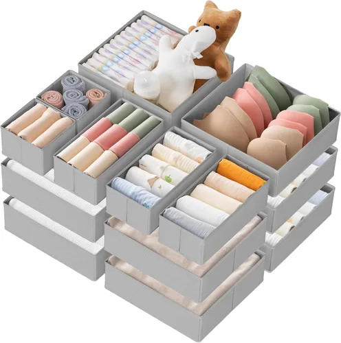 Miniatura 16 de Criusia Organizador de cajones de ropa, paquete de 21 organizadores de aparador para ropa de bebé, ropa interior, calcetines, organizadores Blanco