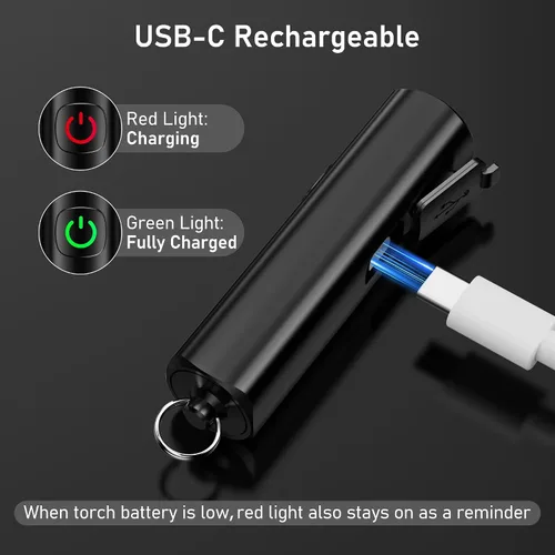 Miniatura 6 de Blukar Linterna EDC Recargable, Mini Linterna de Llavero de 360L con 3 Modos de Iluminación, Función de Memoria, Impermeable, Luz de Bolsillo