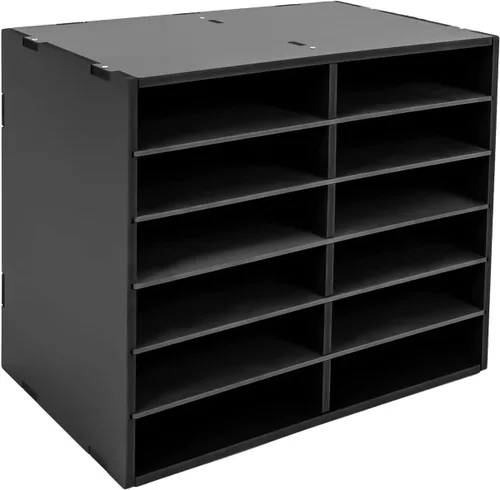 Miniatura 6 de Organizador de literatura, moderno organizador de literatura de escritorio de PVC, 12 ranuras, organizador de buzón de literatura rectangular