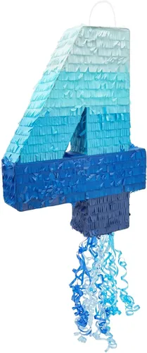 Miniatura 10 de BLUE PANDA Cuerda de 6 piñatas – Azul degradado 16.5 x 11.3 x 3 pulgadas – Piñata número 6 para decoraciones de cumpleaños y decoración de fiestas