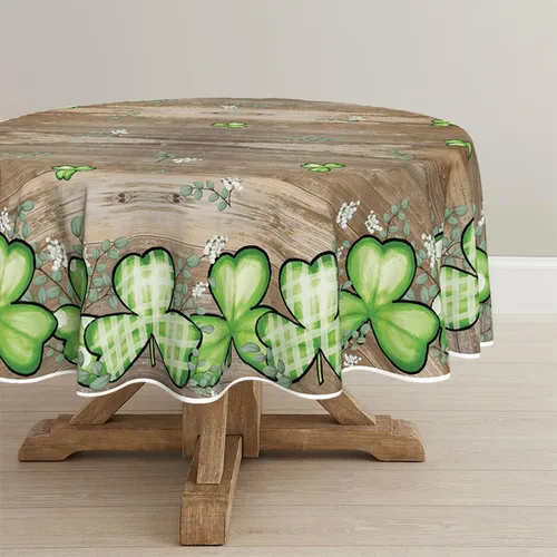 Miniatura 8 de Horaldaily Mantel rectangular del Día de San Patricio de 52 x 70 pulgadas, mantel lavable de eucalipto de trébol a cuadros de búfalo para decoración