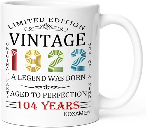 Miniatura 58 de Regalos de cumpleaños número 100 para hombres, taza de café vintage de 1926 de 11 onzas para mujeres, regalo de broma para hombre de 100 años