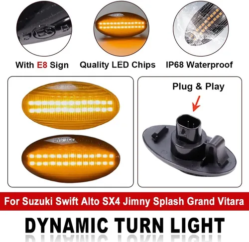 Miniatura 8 de Lámpara de señal de giro LED para guardabarros delantero compatible con Su-zu-ki G-rand Vitara Vtarai Jimny Swift SX4 S-Cross APV Arena XL7 Alto