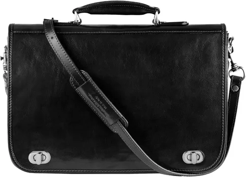 Miniatura 8 de Time Resistance Maletín de cuero para hombres - Maletín para laptop de cuero italiano de grano completo - Bolso de mensajero - Caja de regalo Marrón