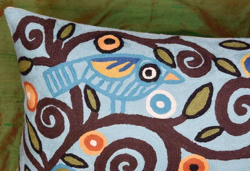 Miniatura 3 de Funda de almohada lumbar Klimt Pájaros verdes Árbol de la vida Floral moderno Almohadas para exteriores Cojín de silla de mediados