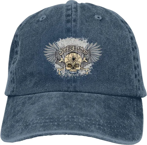 Miniatura 9 de Cowboy Hat Trendy Hats for Man and Women Djustable Four Season Outdoor Baseball Cap of Hell Skull with Angel Navy Blue