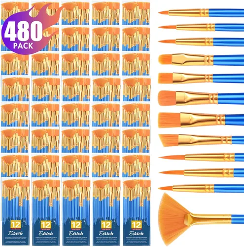 Miniatura 12 de ESRICH Juego de pinceles de pintura, 30 unidades/360 piezas de pelo de nailon con punta redonda para acrílico, acuarela, óleo y pintura