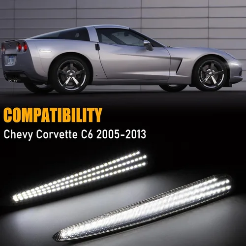 Miniatura 3 de Gempro Luces LED blancas de marcador lateral para guardabarros delanteros y traseros, luces de señal de estacionamiento para Chevy Corvette C6