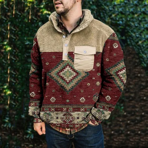 Miniatura 4 de Men's Loose Lapel Button Sweatshirt Pullover Comfortable Long Sleeve Shirt 3D Printed Casual Fashion Blouse Tops