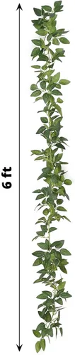 Miniatura 3 de Efavormart 6 pies Guirnalda de hojas de rosa de seda artificial verde de toque real, vid de follaje verde colgante flexible Tipo 13