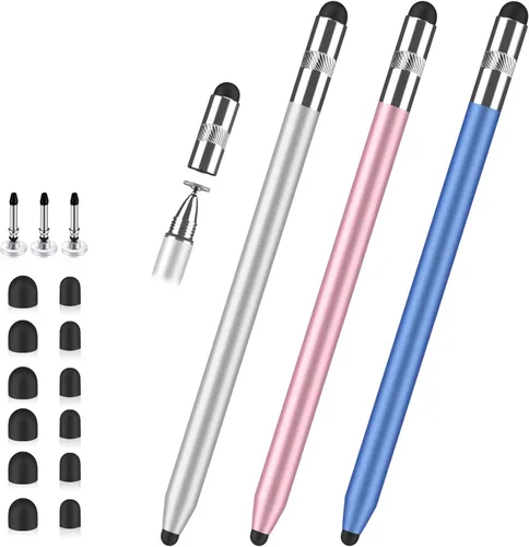 Miniatura 12 de Lápiz óptico para pantalla táctil, lápiz capacitivo de goma 3 en 1, alta sensibilidad y precisión, lápiz capacitivo universal compatible con iPad