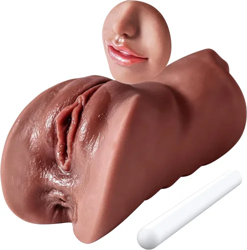 3 en 1 Masturbador Masculino de Bolsillo, Juguetes Sexuales para Adultos con Vagina Texturizada 3D y Ano Apretado y Palo Secante, Muñeca Sexual