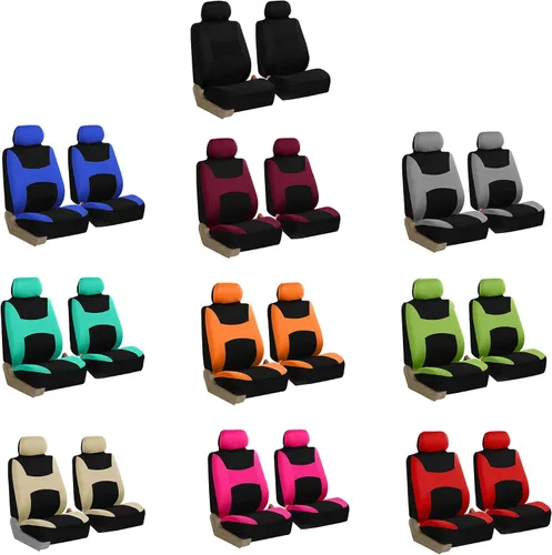 Miniatura 6 de TLH - Juego de fundas de asientos delanteros de tela plana ligera y fresca para automóvil, compatible con bolsa de aire, protector de asiento Púrpura