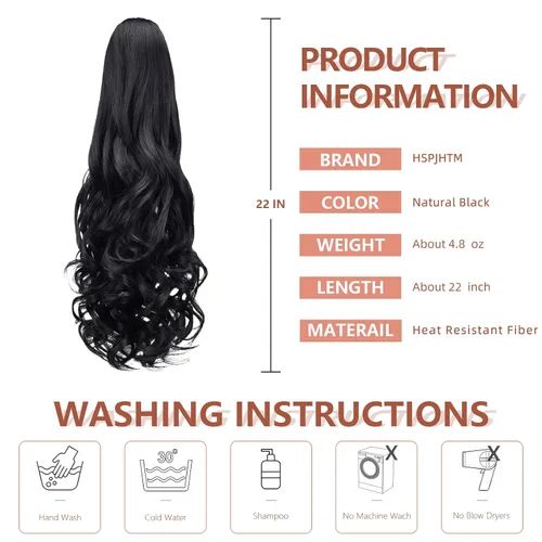Miniatura 16 de Extensiones de cola de caballo de cabello rubio, extensiones de cola de caballo para mujer, pinza de extensiones de cabello rizado de 12 pulgadas