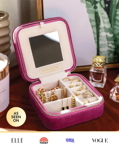 Miniatura 5 de Caja organizadora de joyas de viaje de terciopelo de felpa Joyero de viaje pequeño para mujer Organizador de viaje de joyería, estuche de viaje