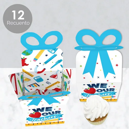 Miniatura 3 de Big Dot of Happiness Thank You Teachers - Cajas de regalo cuadradas - Cajas de lazo de agradecimiento al maestro - Juego de 12