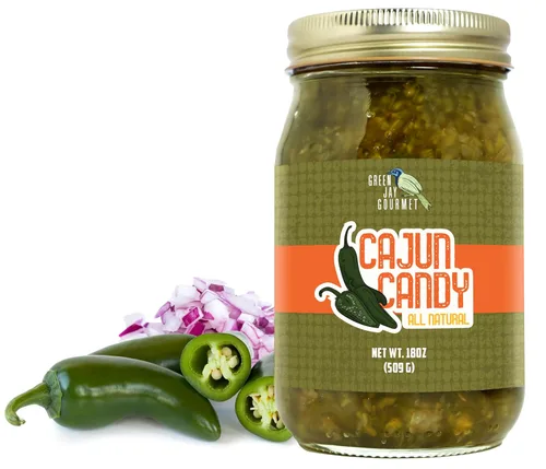 Green Jay Gourmet Relish - Cajun Candy Relish - Dulce y picante condimento de jalapeño confitado y para untar - Hecho en Estados Unidos - Para