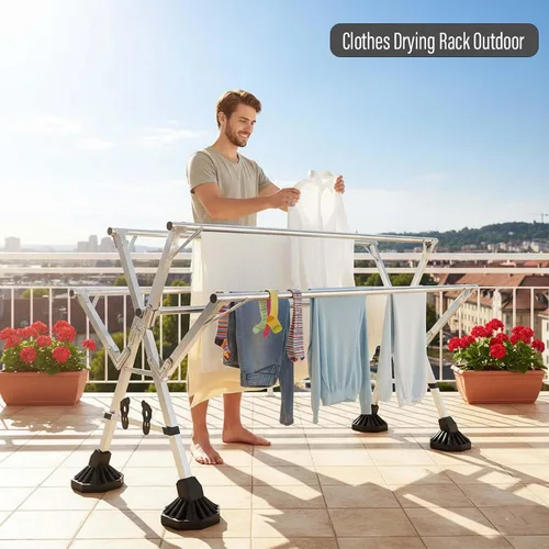 Miniatura 3 de This Adjustable Garmet Rack, Stainless Steel Clothes Drying Rack, Extendable Laundry Drying Rack, Foldable Laundry Hanger, Indoor & Outdoor
