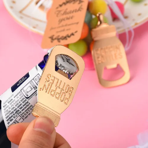 Miniatura 4 de 50 Piezas de Abridores de Biberón para Bebés, Diseño de Botella Poppin para Recuerdos de Baby Shower con Tarjeta de Regalo de Gracias en Paquete, al