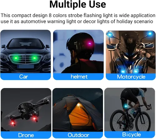Miniatura 6 de 4 piezas de luces estroboscópicas LED inalámbricas para automóvil, luz intermitente recargable USB tipo C, luces estroboscópicas con control remoto