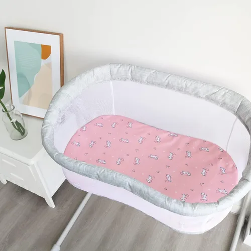 Miniatura 2 de Sábanas de cuna 2 unidades, sábana de cuna elástica, sábanas de cuna para bebé niña, ajuste universal para cuna rectangular, ovalada, de reloj