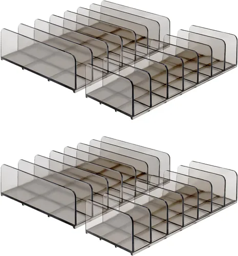 Miniatura 8 de Paquete de 4 organizadores de maquillaje de paleta de sombras de ojos, soporte cosmético acrílico de 7 secciones para tocador, cajón, baño