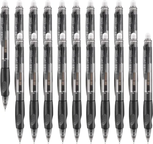 Miniatura 9 de USUAL Bolígrafos retráctiles borrables, 12 bolígrafos de gel borrables negros de 0.020 in, bolígrafos de gel borrables, color negro, hace que