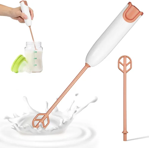 Wakauto Mezclador eléctrico de mano para leche en polvo y bebidas, pequeño agitador portátil para botellas y tazas, mezclador compacto fácil de