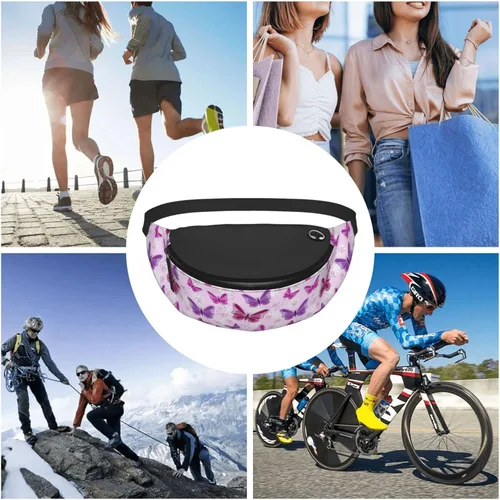 Miniatura 9 de Riñonera, bolsa de mensajero para deportes al aire libre y ocio, bolsa cruzada en el pecho para hombres y mujeres, rosado, púrpura