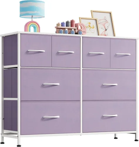 Miniatura 10 de WLIVE Cómoda para dormitorio con 8 cajones, cómoda de tela ancha para almacenamiento y organización, cómodas de dormitorio, cajonera para sala