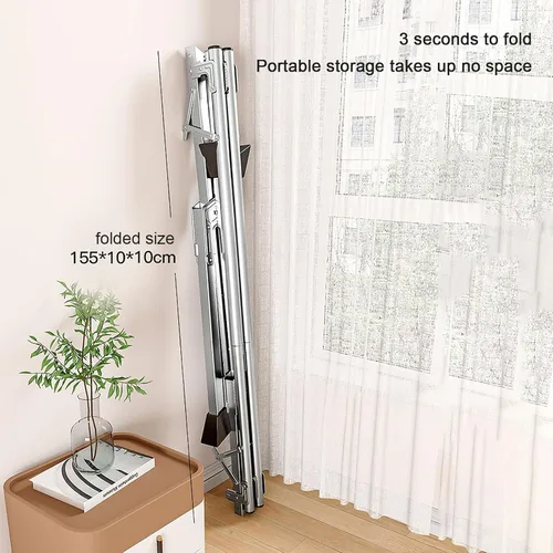 Miniatura 5 de Estante de secado grande resistente, estante de secado de ropa/tendedero, extensible plegable y plegable de acero inoxidable, longitud ajustable