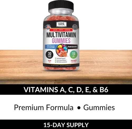 Miniatura 5 de Kaya Naturals Gomitas multivitamínicas para adultos, biotina, vitamina A, B-12, C y E, incluyendo zinc, ácido fólico, sabor a fresa - Multivitaminas