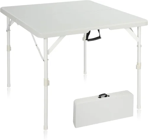 Miniatura 10 de REDCAMP Mesa plegable cuadrada de 34 pulgadas con parte superior de resina, mesas de tarjetas pequeñas plegables portátiles con patas plegables