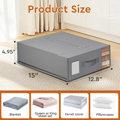 Miniatura 2 de StorageTastic Paquete de 4 Organizadores de Armario para Sábanas y Almacenamiento, Contenedores de Almacenamiento Plegables Resistentes con Ventana