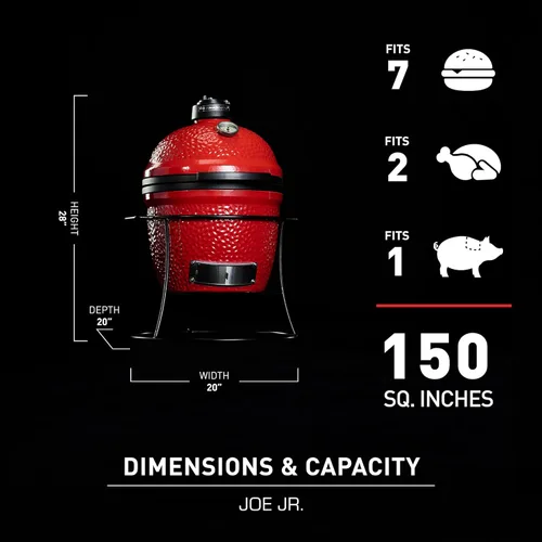 Miniatura 10 de Kamado Joe Joe Jr - Parrilla portátil de carbón de cerámica de 13.5 pulgadas con soporte para parrilla, rejilla de cocción de acero inoxidable