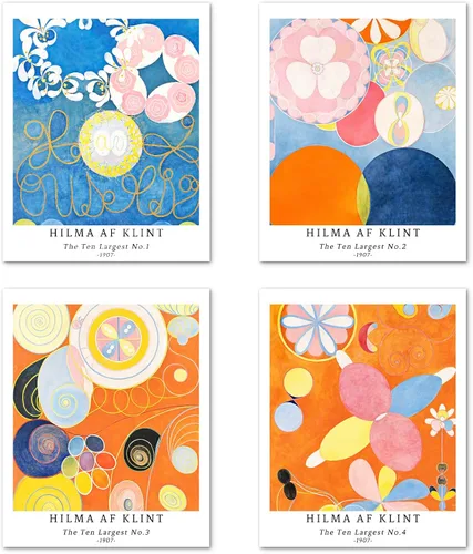 Juego de 4 impresiones artísticas sin marco, arte giclée de 11 x 14 pulgadas, arte geométrico abstracto, decoración de oficina, estética colorida,