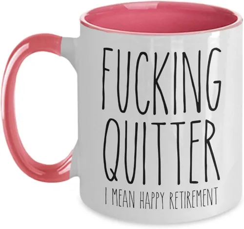 Miniatura 4 de Happy Retirement Mug Fucking Quitter Funny Sarcástico para compañero de trabajo Taza de café de dos tonos