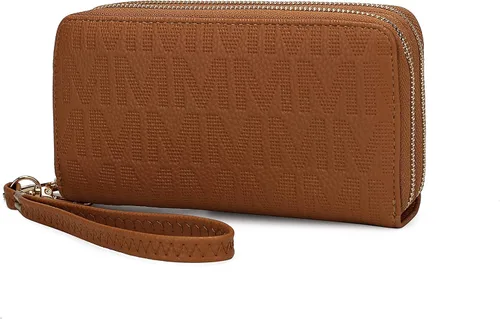 Miniatura 77 de MKF Collection Mia K - Cartera de pulsera para mujer, pequeña cartera de cuero vegano para tarjetas de crédito con cremallera y bolsillo