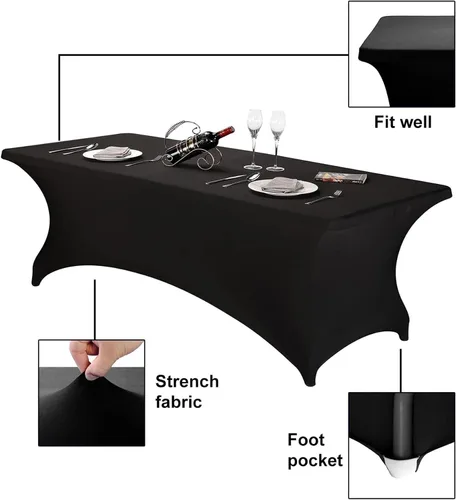 Miniatura 4 de FORLIFE - Funda de mesa de elastano, mantel ajustado de 4 pies para mesas rectangulares, funda elástica para patio, universal para bodas, banquetes