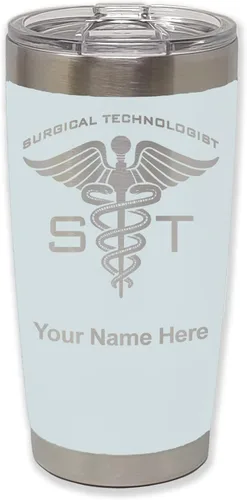 Miniatura 9 de LaserGram Vaso aislado al vacío de 20 onzas, ST Surgical Technologist, grabado personalizado incluido (gris)