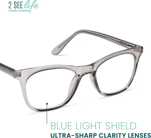 Miniatura 2 de 2SeeLife Gafas de Lectura con Filtro de Luz Azul para Hombres y Mujeres – Ajuste Pequeño-Mediano, Marco Resistente, Bisagras de Resorte, Lectores