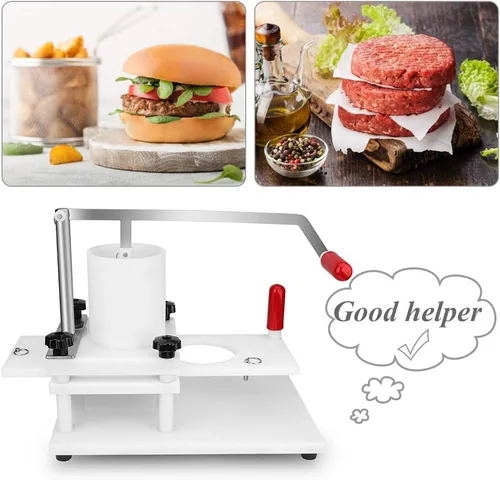 Miniatura 7 de Huanyu Máquina formadora de hamburguesas comercial Material PE 4.331 in 4.3 "Manual Burger Press Meat Patty Forming Processor White Burger Press