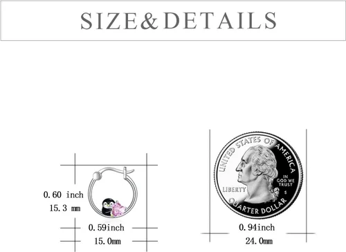 Miniatura 6 de POPLYKE Aretes de aro de animales para mujer, de plata de ley 925, hipoalergénicos, joyería para regalo de cumpleaños