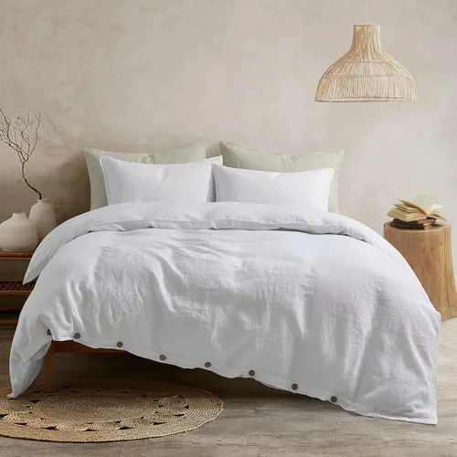 Miniatura 10 de ATLINIA Juego de funda de edredón de 100% lino de lino lavado a piedra - Lino francés puro orgánico para ropa de cama de granja estilo boho, incluye