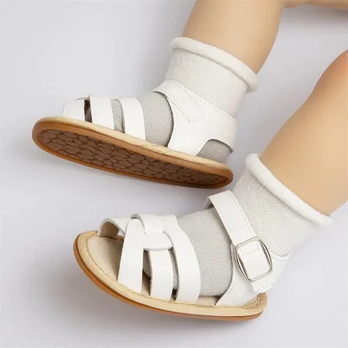 Miniatura 15 de Meckior Sandalias de verano con punta abierta y suave de piel sintética para bebés y niñas pequeñas