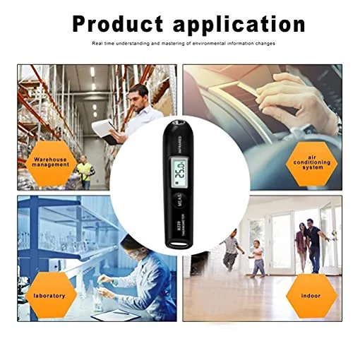 Miniatura 5 de Bolígrafo termómetro infrarrojo digital, pequeño bolígrafo de temperatura portátil con pantalla LCD, selección Celsius o Fahrenheit, temperatura sin
