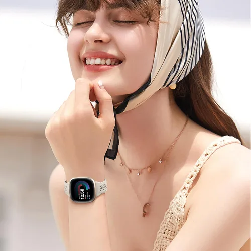 Miniatura 7 de Dirrelo Paquete de 4 bandas de encaje de silicona compatibles con bandas de Fitbit Sense/Bandas de Fitbit Versa 3 para mujer/Bandas de Fitbit Versa