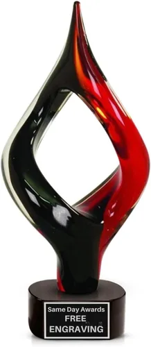 Miniatura 9 de Premio de Vidrio Artístico Soplado a Mano – Premio Elegante con Grabado Personalizado para Corporativo, Deportes, Jubilación, Reconocimiento