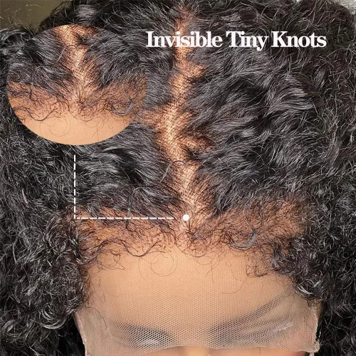 Miniatura 3 de Peluca de cabello humano con bordes rizados de 13x4, encaje frontal transparente HD, pre depilada, pre decolorada, con nudos, bordes 4C, cabello